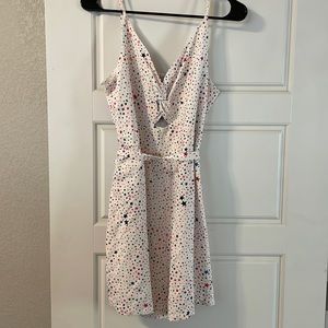 Loft white spaghetti strap romper with stars